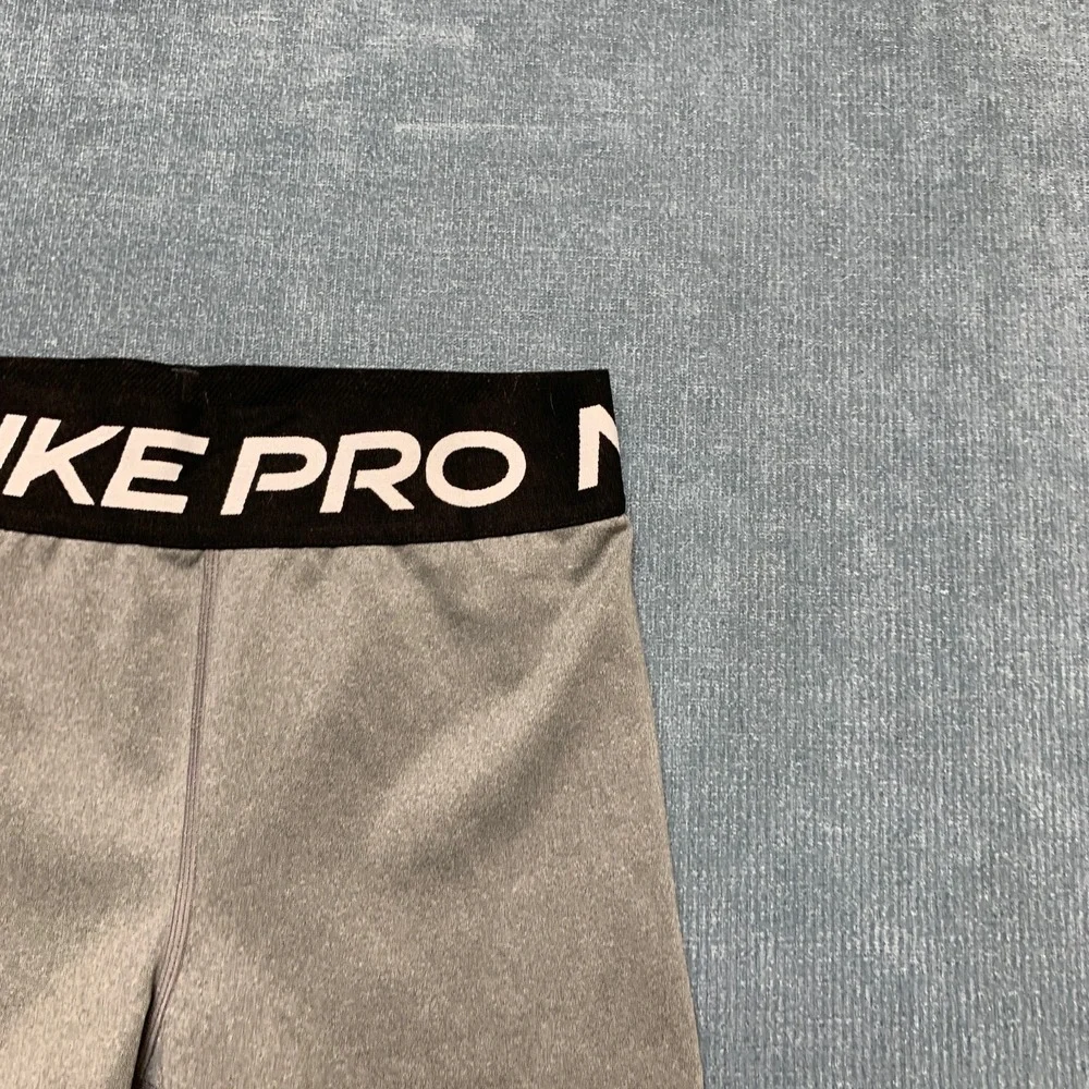 Nike Pro Shorts Girls 23 Heather Gray Dri Fit Training Technology High Waist